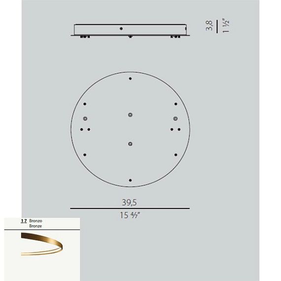 Потолочное крепление для 2 вертикальных и 2 горизонтальных светильников Panzeri XM03417.554.0002 bronze (Италия)