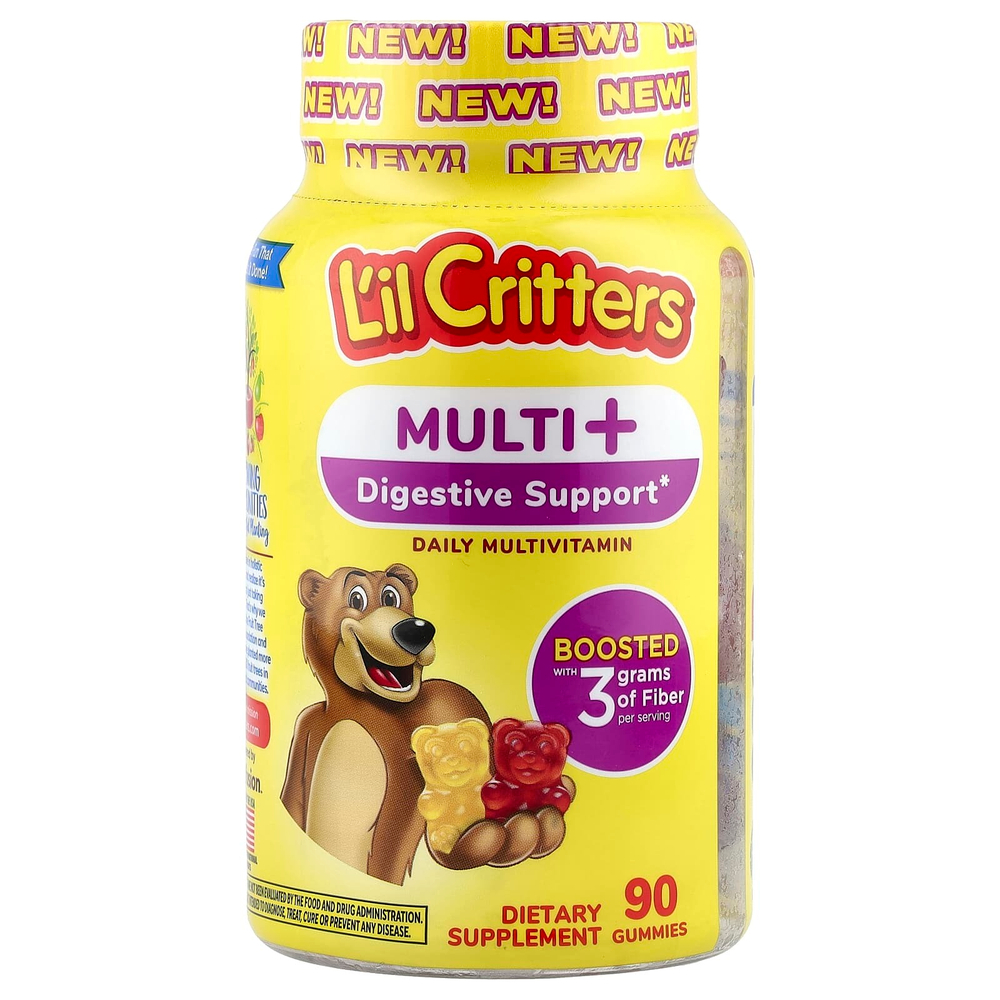 L'il Critters, мультивитамины для поддержки пищеварения, для ежедневного приема, жевательные мультивитамины, жевательная вишня, апельсиновый сок, 90 жевательных таблеток