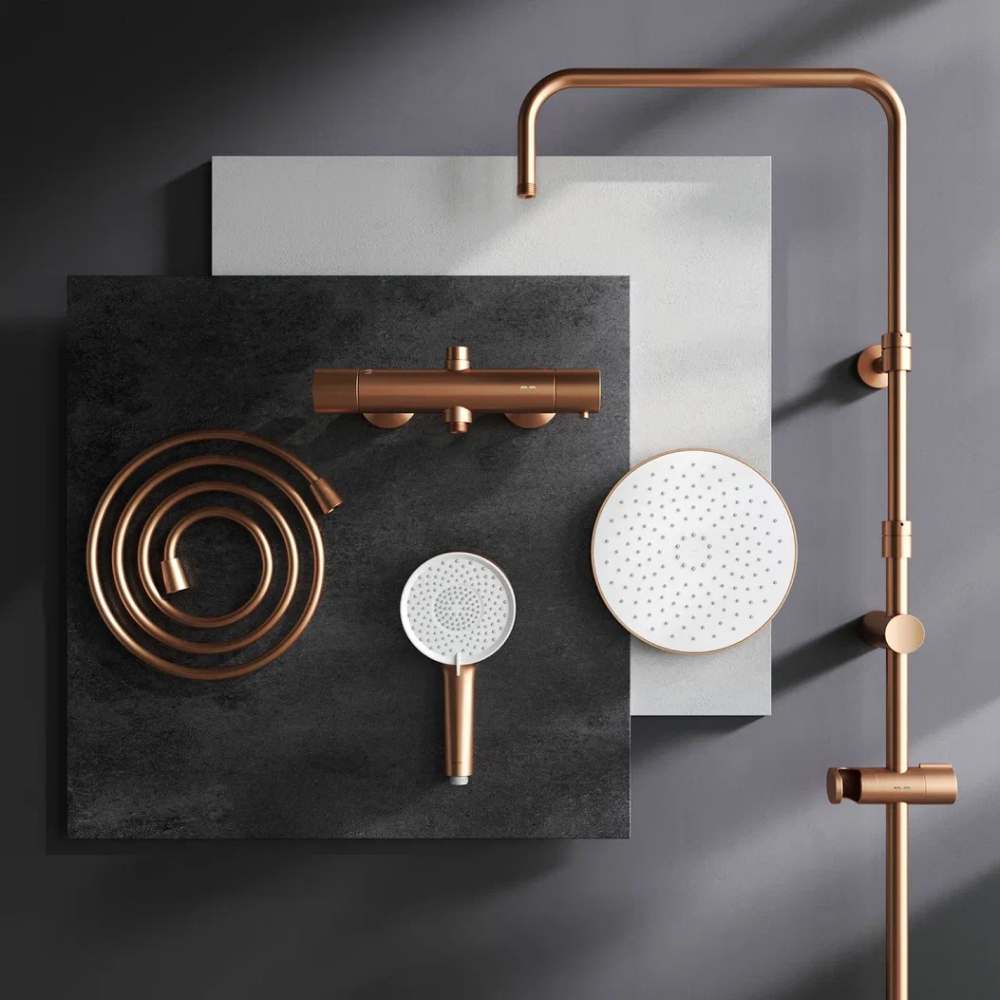 Душевая система с термостатом, розовое золото AM.PM X-Joy F0785A444