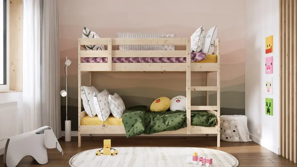 Кровать двухъярусная - аналог IKEA MYDAL/ МИДАЛ/ ОШ / ИКЕА, 90x200 см, под беленый дуб