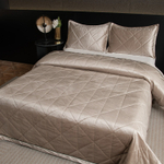 Велюровое покрывало в клетку с наволочками OVL036