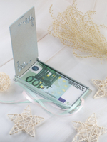 Купюрница деревянная, покраска акрил, с атласной леной, артикул КДХ-007