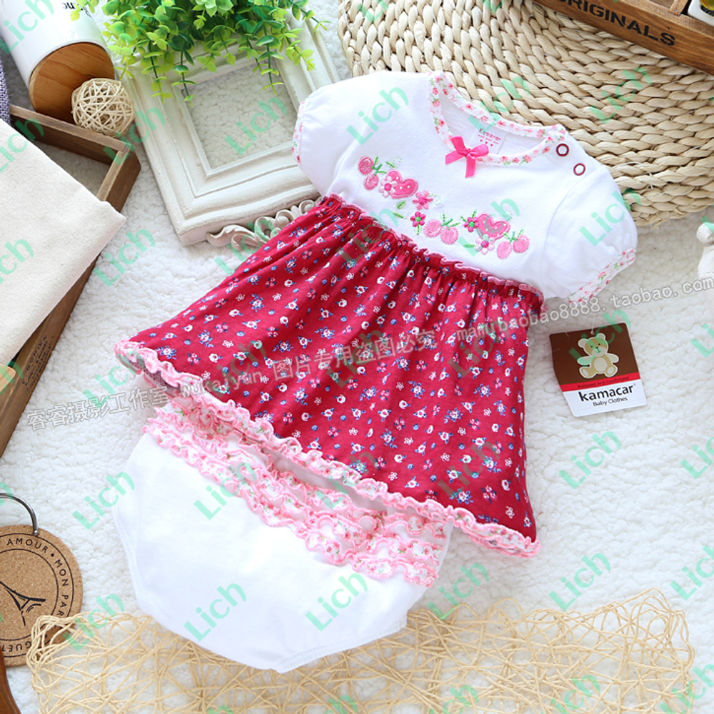 Костюм детский из платья с рюшами и вышивкой и трусиков