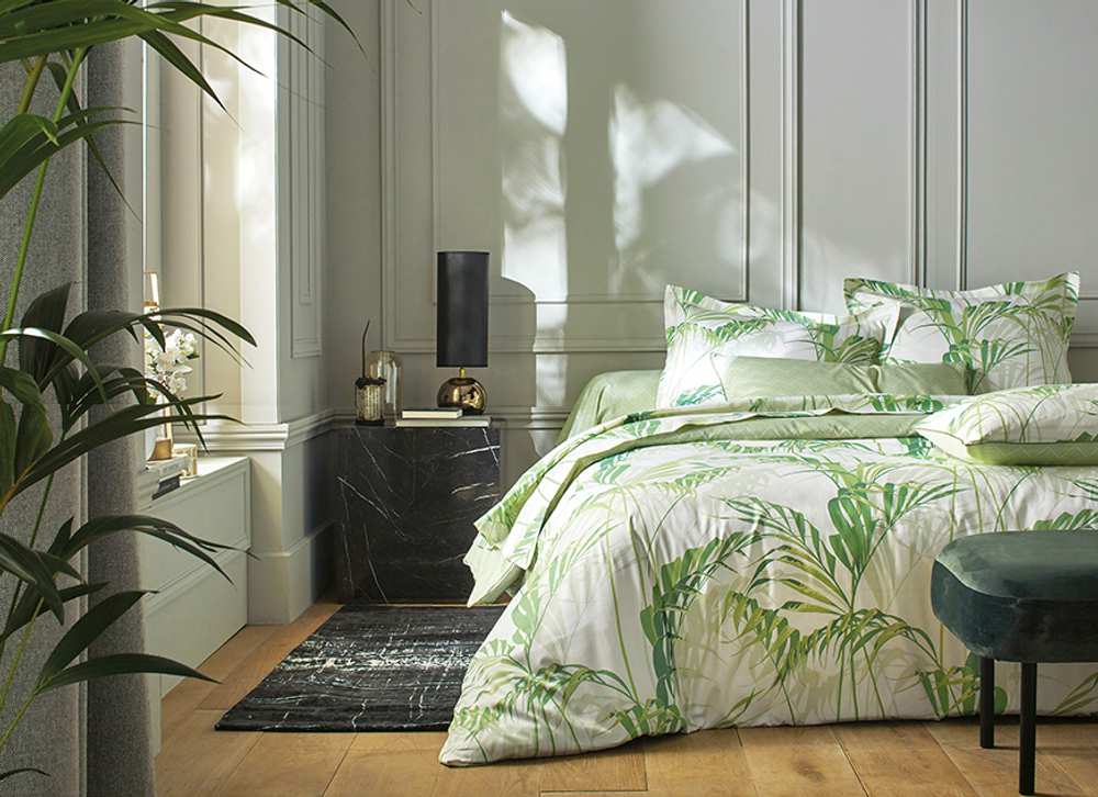 Постельное белье 2 спальное евро Blanc des Vosges Palm House Tilleul