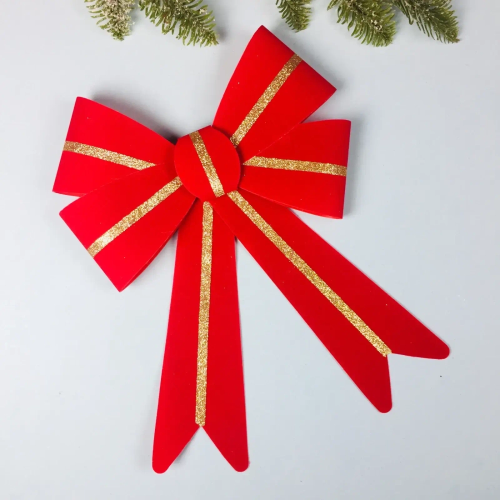 Бант на ёлку «Праздничный» 21*31 см, Красный