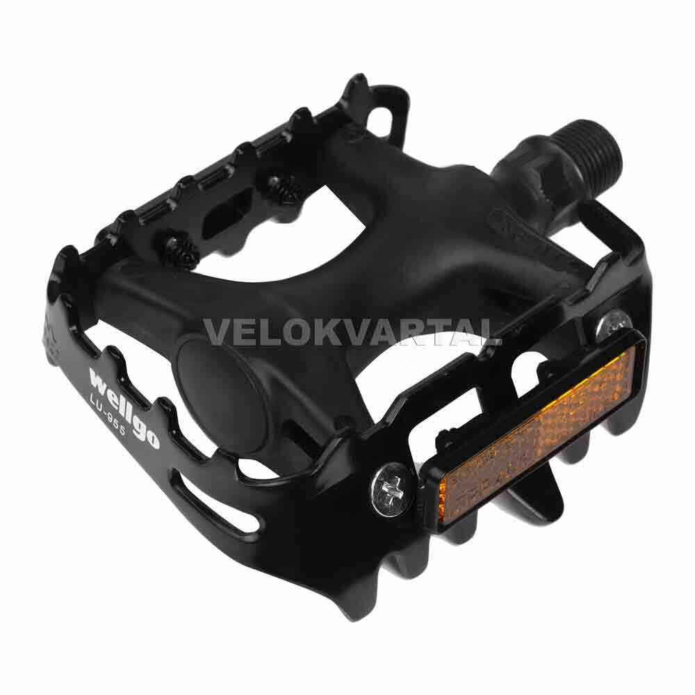 Педали Wellgo LU-955 пластик+алюм. рамка насыпной. подш. Черные 410гр