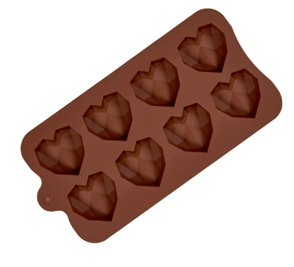 Форма силиконовая «Хрустальные сердца 8 ячеек»