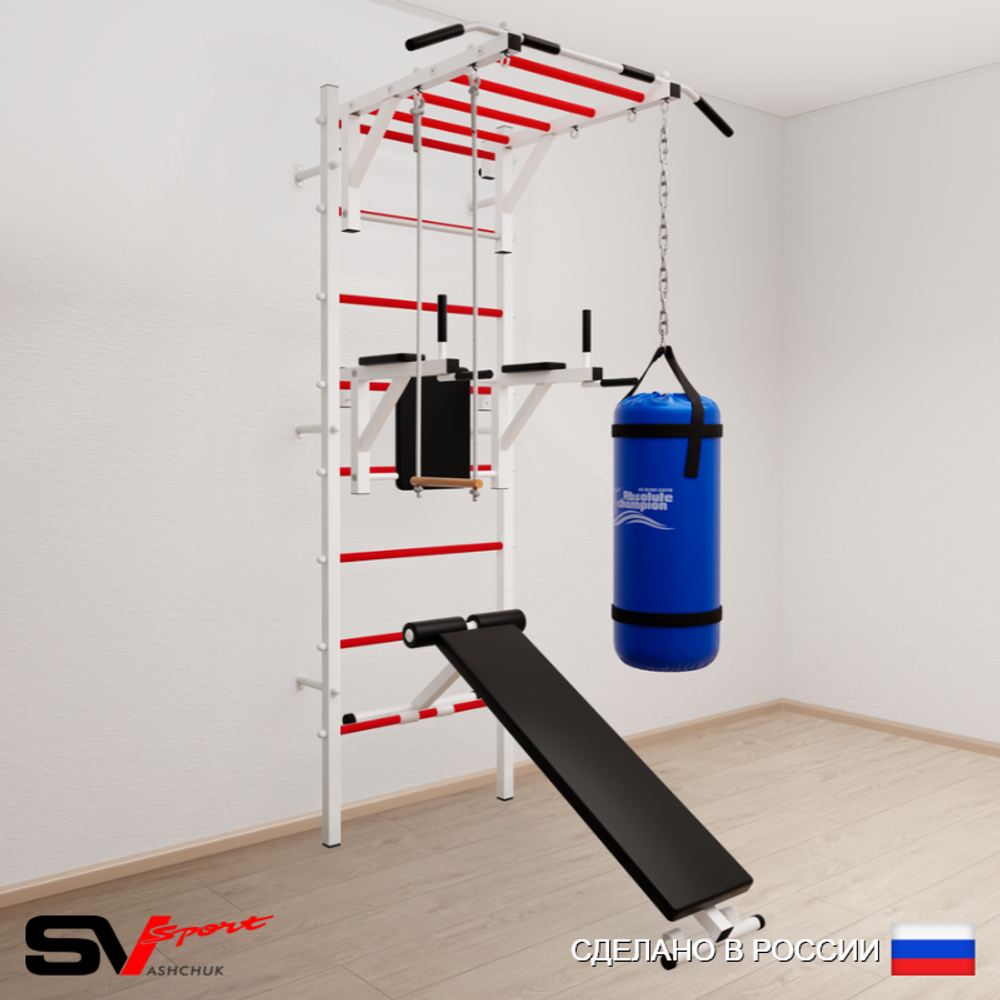 Шведская стенка Sv Sport 5533 (Турник рукоход/Брусья/Скамья/Трапеция/Цепь/Мешок 30кг)