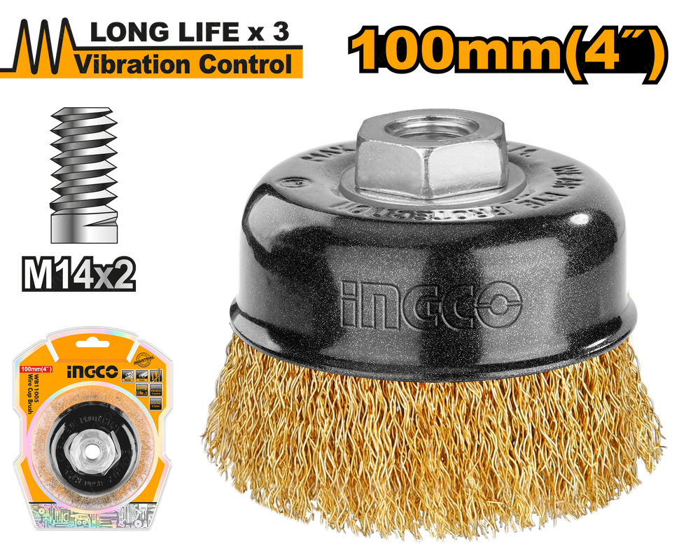 Проволочная щетка с гайкой 100 мм INDUSTRIAL