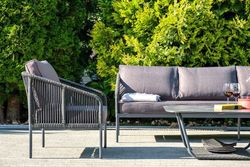 "Канны" лаунж-зона 5-местная плетеная из роупа (веревки), цвет темно-серый