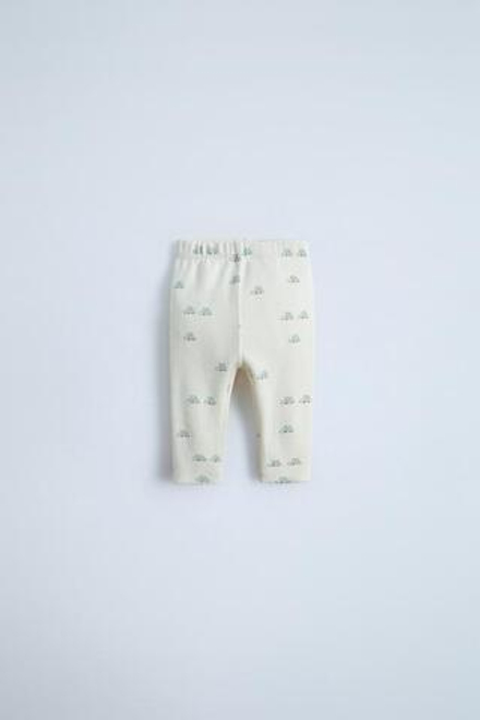 ZARA ЛЕГИНСЫ В РУБЧИК С ПРИНТОМ «АВТОМОБИЛИ», ЭКРЮ