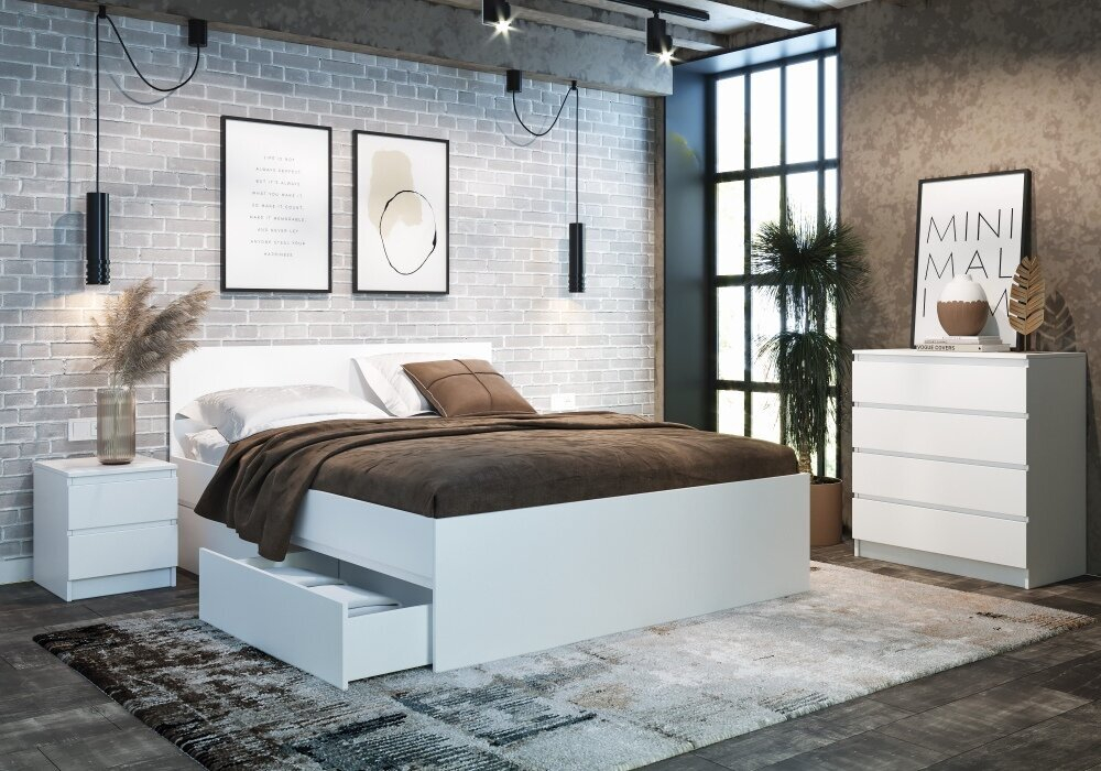 Кровать двуспальная Мадина, спальное место 140х200, материал ЛДСП