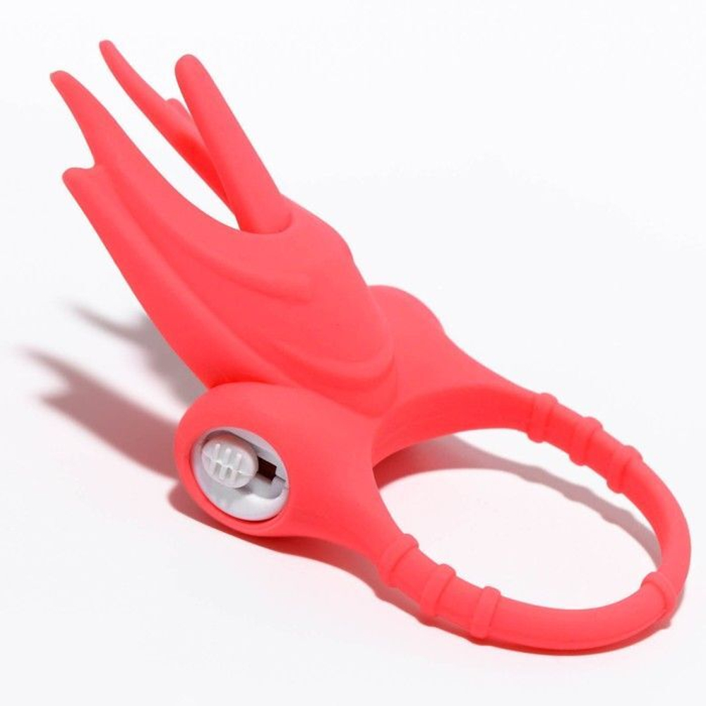 Красное эрекционное виброкольцо с оригинальным дизайном (Цвет: красный)