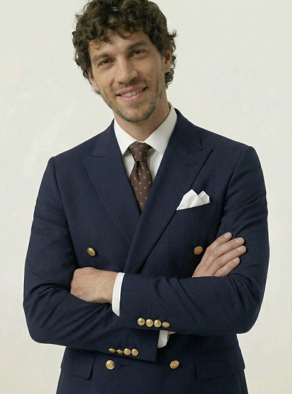 Мужской костюм двубортный (темно-синий) А70