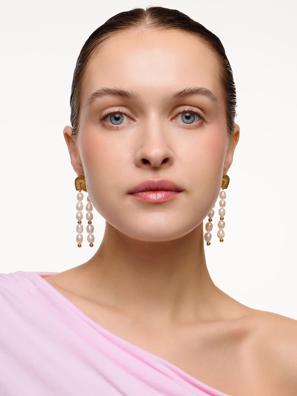 Пусеты Small Shell Gold Pearl