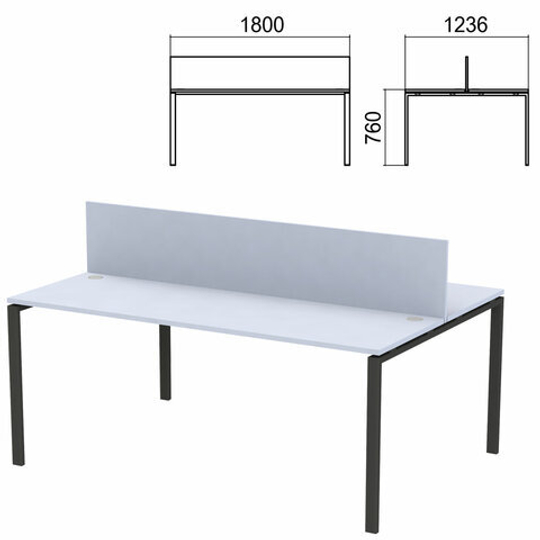 Стол письменный 2-МЕСТНЫЙ на металлокаркасе "Арго", 1800х1236х760, серый (КОМПЛЕКТ)