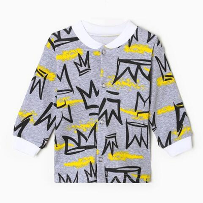 Кофточка детская, цвет серый/короны, рост 80 см (Тошка)