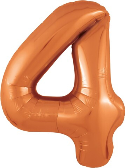 Шар (40""/102 см) Цифра, 4 Slim, Папайя, 1 шт. в уп.