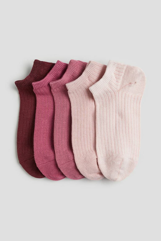 H&M Набор из пяти пар носков, пыльно-розовый