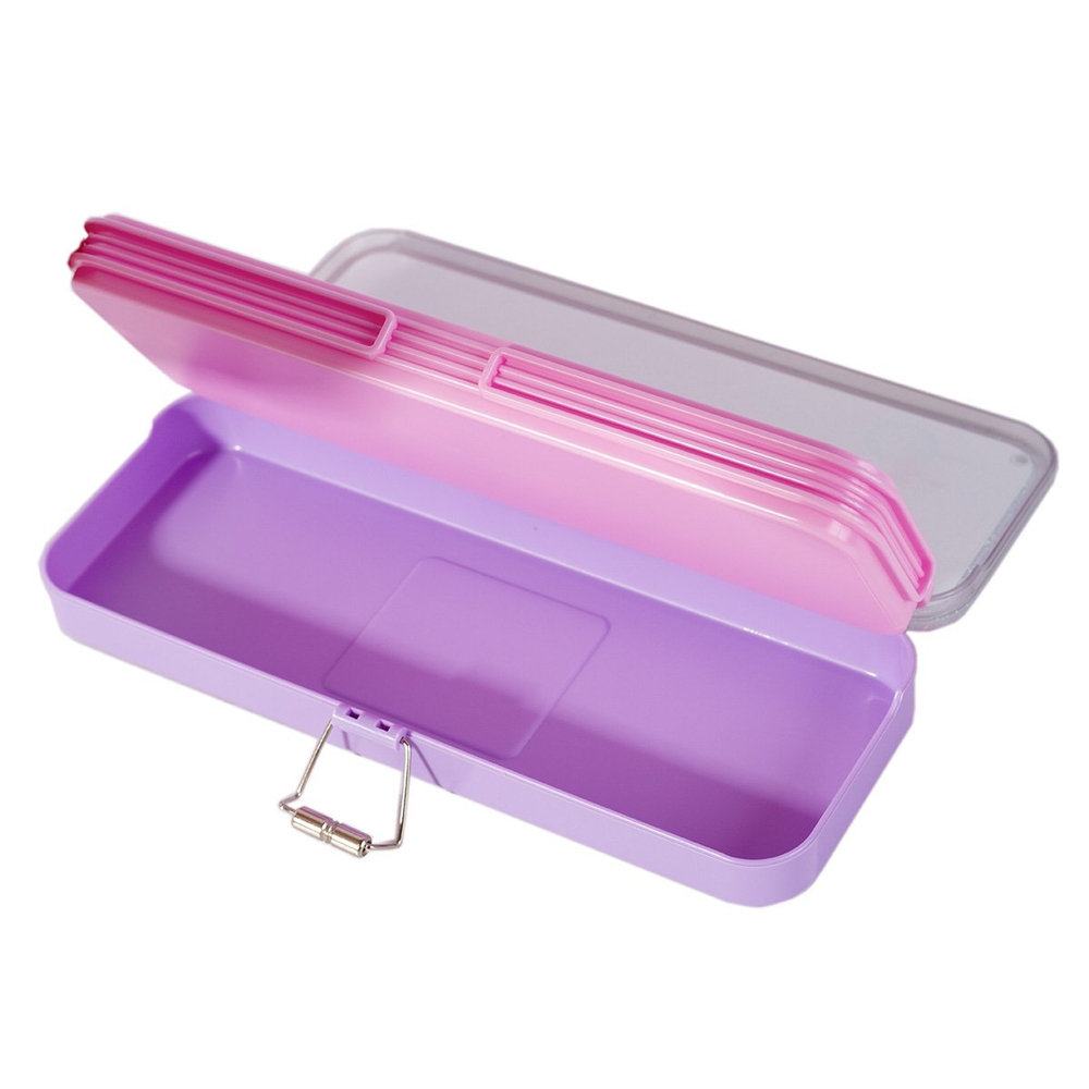 Пенал 2 отделения Alingar, пластик, блеск, 75 х 215 мм, "Unicorn", фиолетовый (единорожка)