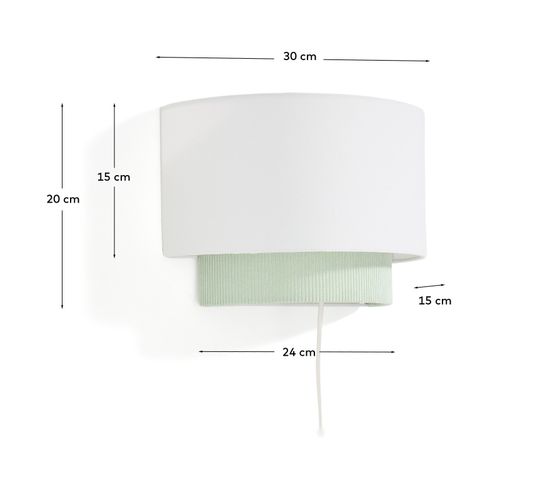 Настенный светильник Bianella из хлопка и бирюзового вельвета, Ø 40 см