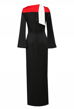 Вечернее платье чёрное с шарфиком на плече 36 -19FW