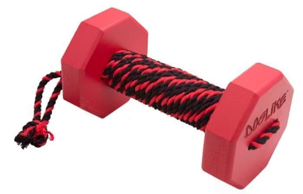 Снаряд для апортировки с канатом Dumbbelldog wood DL малый 400гр дерево (Красный) Doglike Снаряд для апортировки с канатом Dumbbelldog wood DL малый 400гр дерево (Красный) Doglike