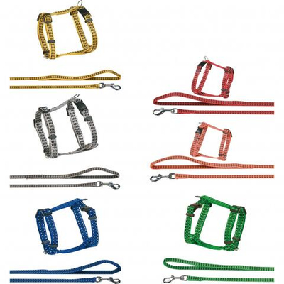 Шлейка с поводком для кошек, 25-35 см/10 мм, в ассортименте, Flamingo