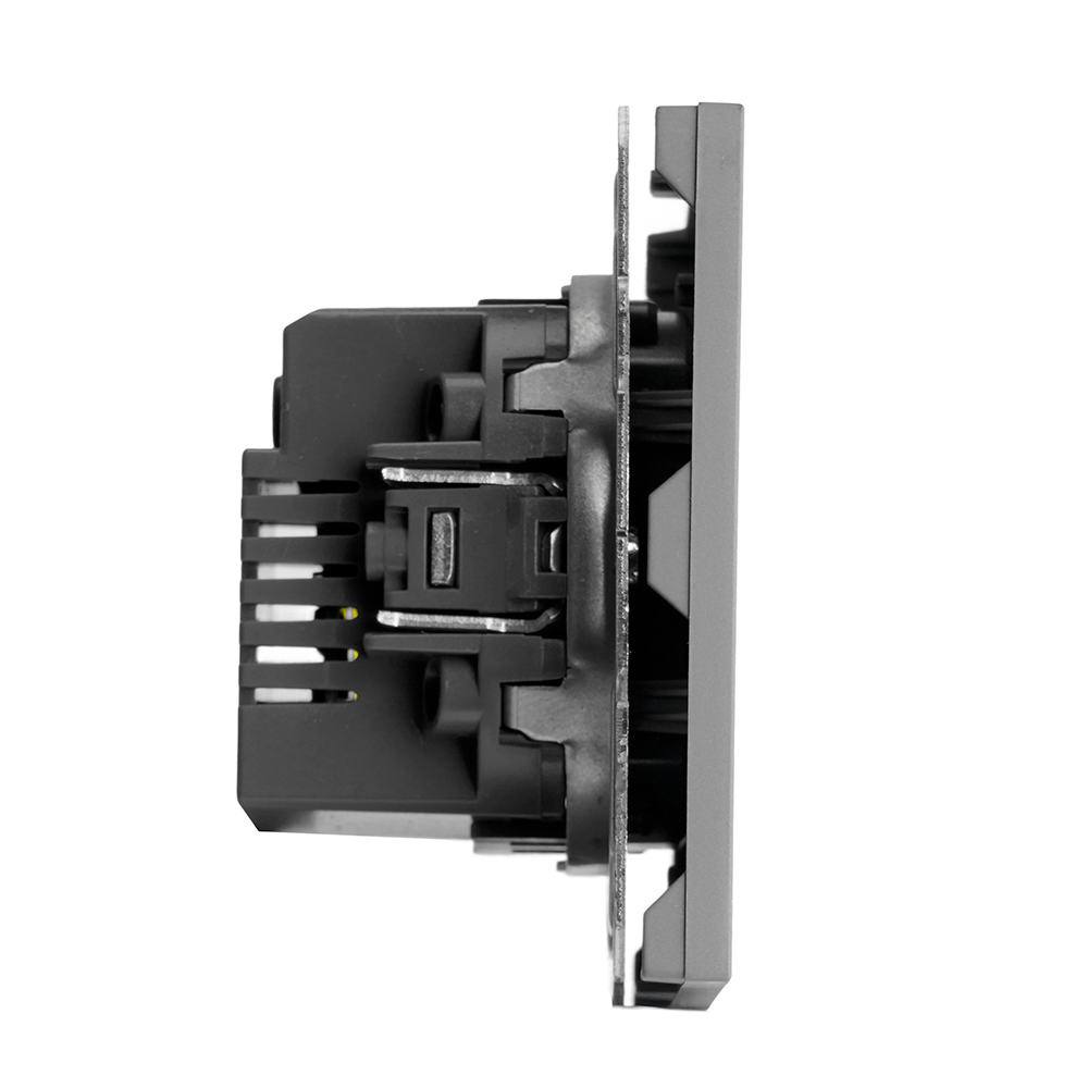 Розетка 2-местная USB + Type C (механизм), STEKKER, 250В, 20W, серия Эмили, RST10-5115-10, платиново-серый, soft touch 49957