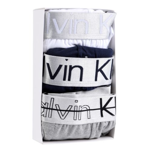 Мужские трусы боксеры набор 3в1 (серые, белые, тёмно-синие) Calvin Klein