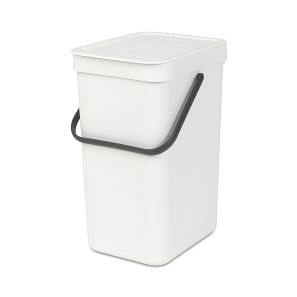 Ведро для мусора Brabantia Sort&Go белое 12л вид спереди