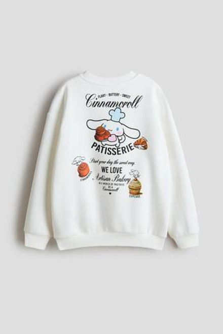 H&M Толстовка оверсайз с принтом, белый