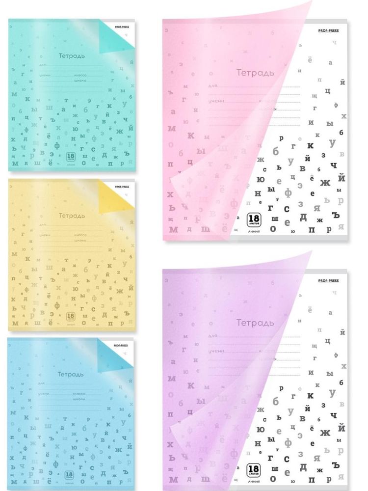 Тетрадь А5 18л. линия Пастель "Школа" MIX (Проф-Пресс)