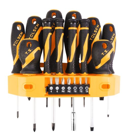 TOLSEN (TT20183) Набор отверток "Gripro", вставки(биты), подвесной, 19 предметов
