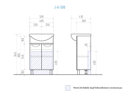 Тумба Vigo Callao J-0-500 (500х410х840 мм) с умывальником