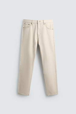 ZARA ДЖИНСЫ SLIM TAPERED FIT, ЭКРЮ