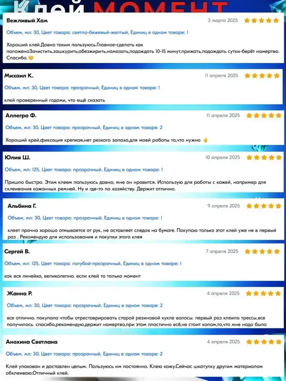 Клей Момент Кристалл Прозрачный Универсальный Водостойкий 30 мл