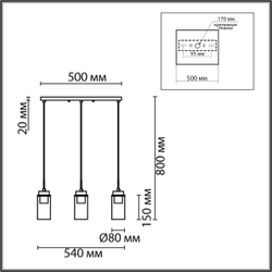 8102/3A COMFI LN26 408 хром/прозрачный металл/металл Подвес Е14 3*40W 220V ISHA