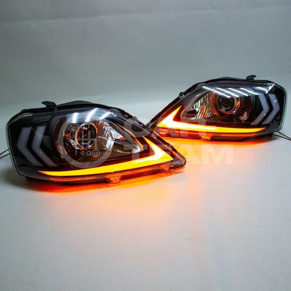 Фары Лада Ларгус передние в стиле Lexus с Bi LED модулями 2.5 дюйма + ДХО с плавающими поворотниками, хром маска (Китай)
