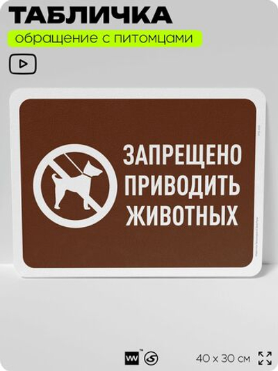 Табличка "Запрещено приводить животных" на дверь и забор, для двора, дома, подъезда, 40х30 см, Silver Plane x Айдентика Технолоджи