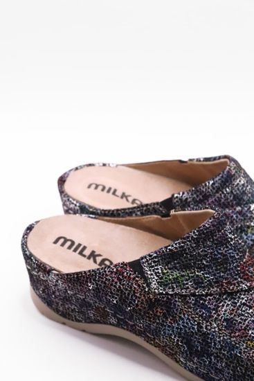 «Nika» | Женские сабо (черный цветок)