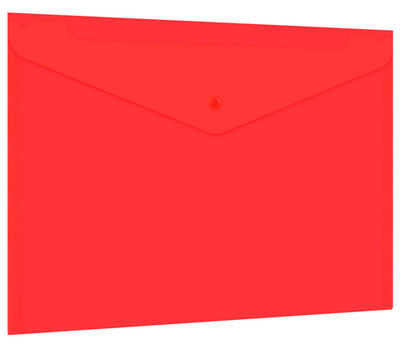 Папка-конверт с кнопкой А4 "Universal" 0,15мм. до 100л. прозрачная красная (BRAUBERG)