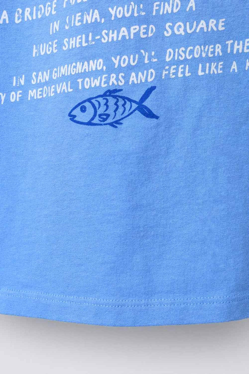 ZARA ФУТБОЛКА С ВЫШИТОЙ НАДПИСЬЮ, ГОЛУБОЙ