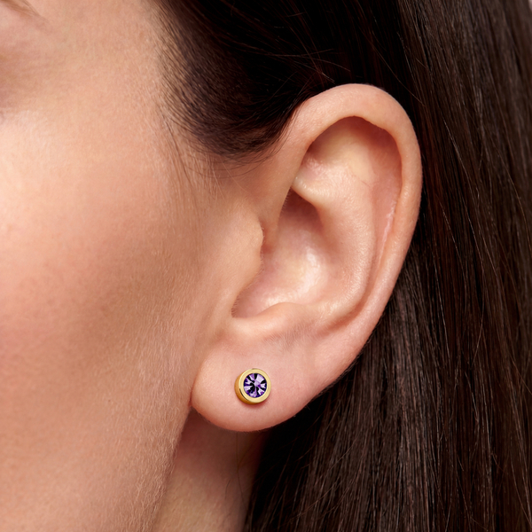 Серьги пусеты Fiore Luna Amethyst 6х3 мм SWE126 AM G