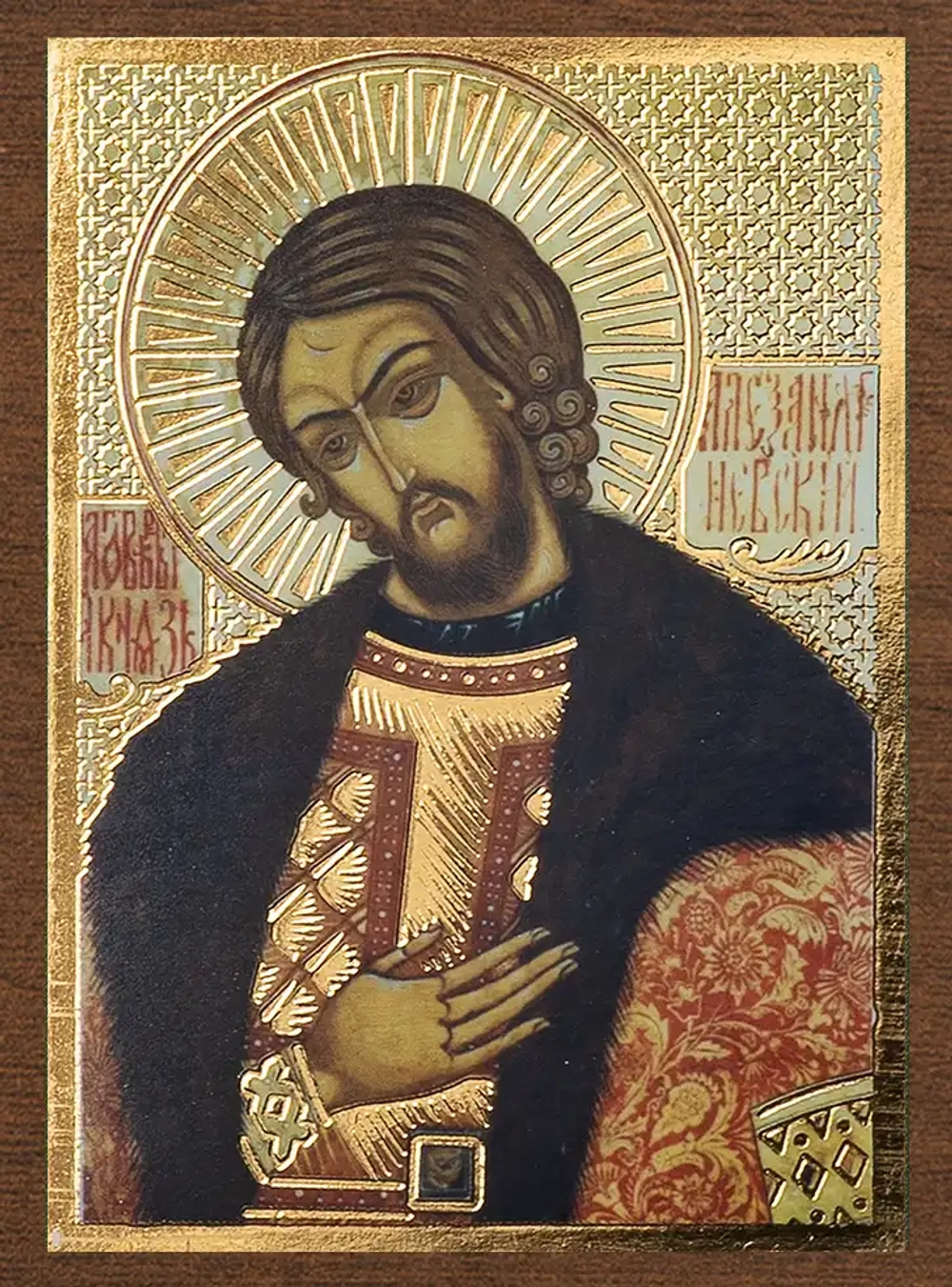 Икона "Александр Невский, поясной", вид 2, 4х6 на МДФ-6