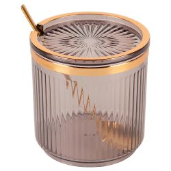 Банка для сыпучих продуктов с ложкой (серая) h=8,8см,v=400мл (акрил,нержавеющая сталь) (индивидуаль