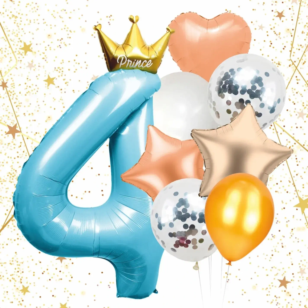Набор шаров 8 шт «4 - Prince», голубой (цирфа + 7 шаров)