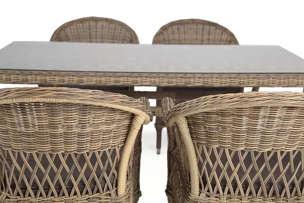 "Амароне" обеденная группа из искусственного ротанга на 6 персон, цвет соломенный
