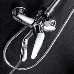 Смеситель для ванны и душа с верхней душевой лейкой Тропический дождь LEMARK, Серия Linara – LM0462C