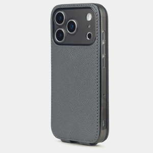 Чехол iPhone 17 Pro натуральная кожа сафьяно, серого цвета